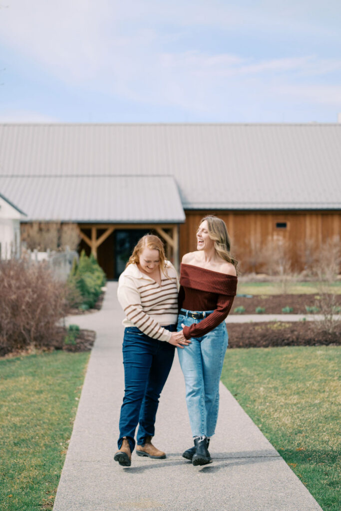 Romantic engagement session in Finger Lakes garden setting